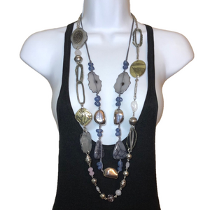 Curated bundle 2 Chico's statement style long necklaces beaded.